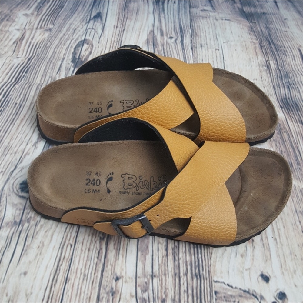 Birki's Mustard Yellow Slip On Sandals